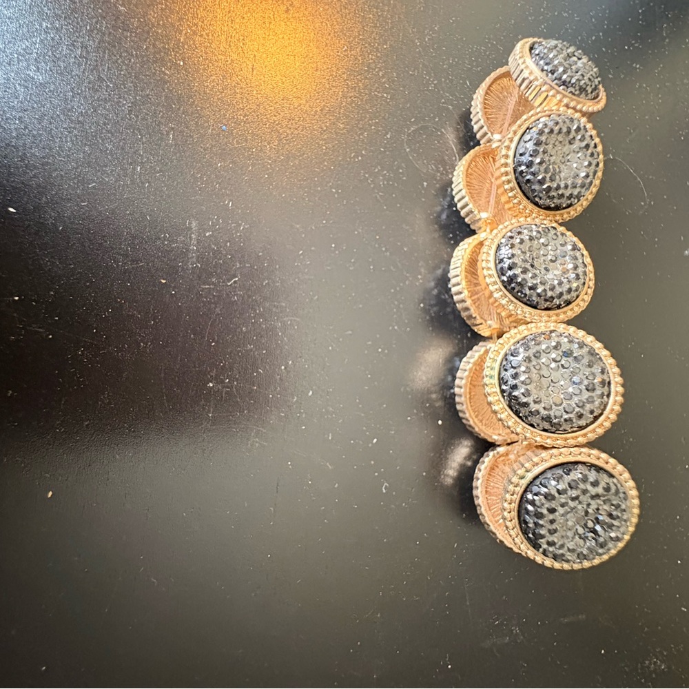 Gold and Black Button Bracelet